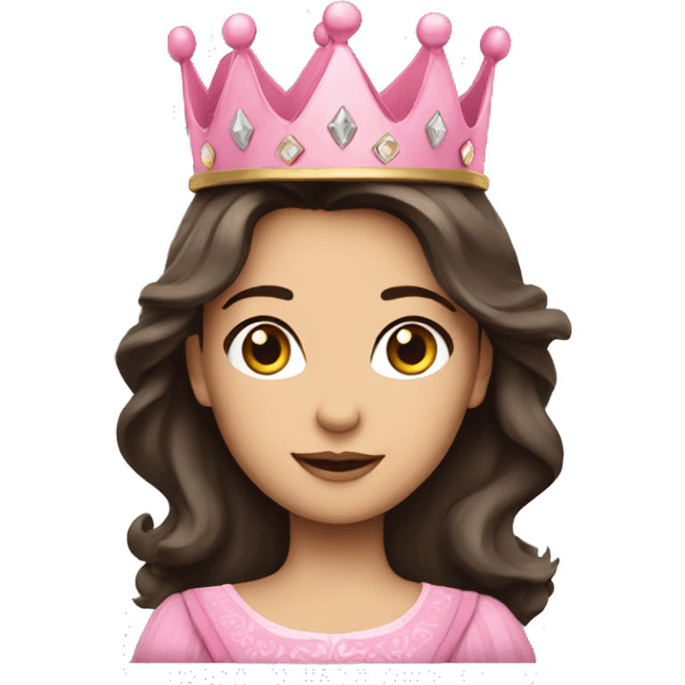 Brunette princess with pink crown  emoji