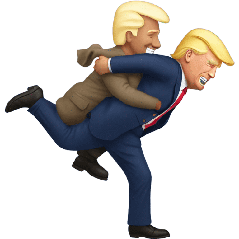 Donald trump giving joe Biden a piggy back ride emoji