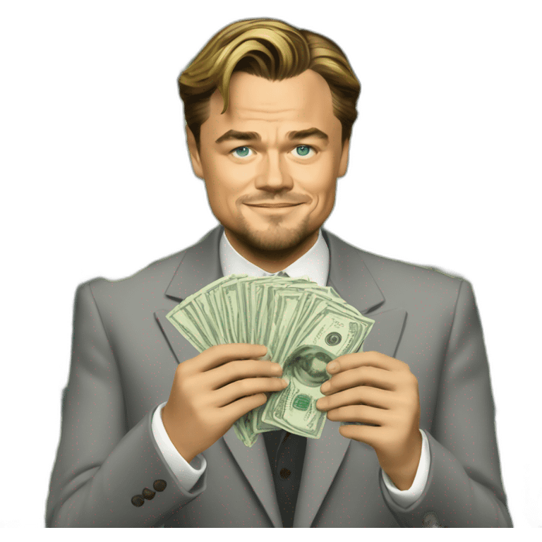 leonardo dicaprio holding money emoji