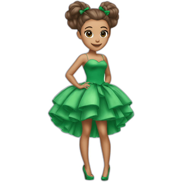 ariana grande in green puffy dress emoji