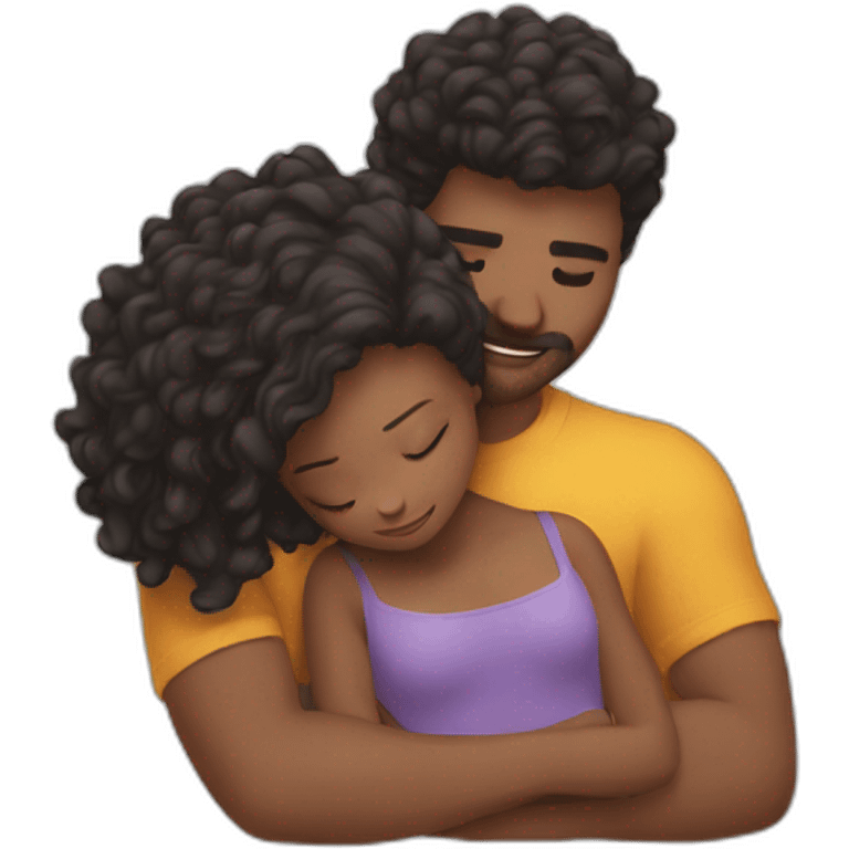 Man lobg hair hugging a girl emoji