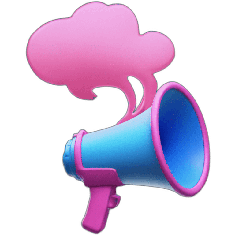 a pink-flamed blue megaphone emoji