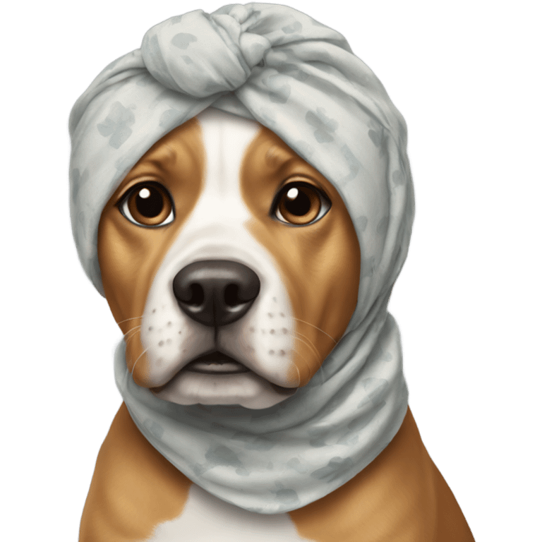 Dog wearing a head scarf emoji