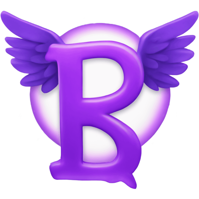 Purple letter R with halos & wings sparkling  emoji