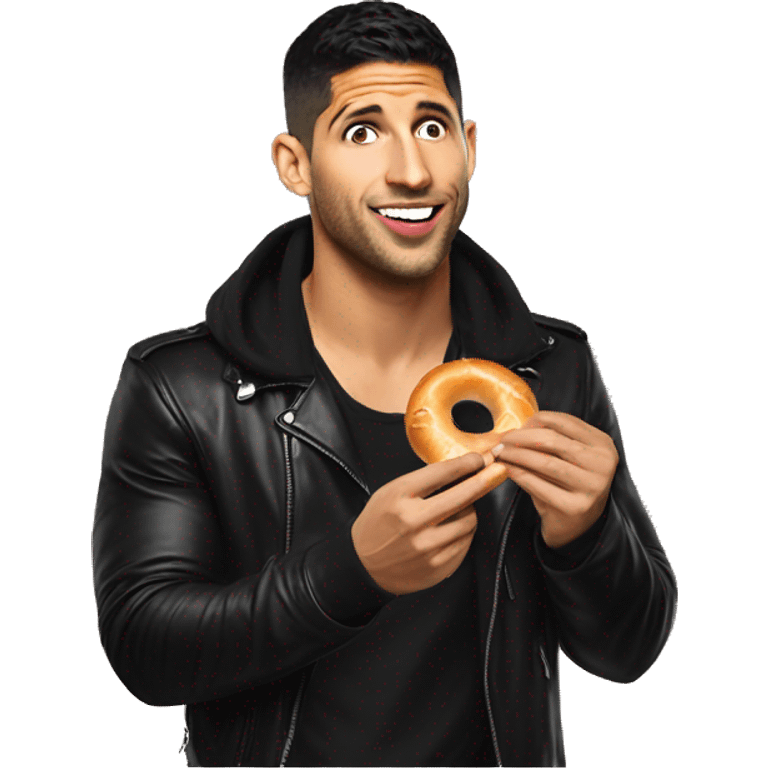 The singer SoMo eating a bagel emoji