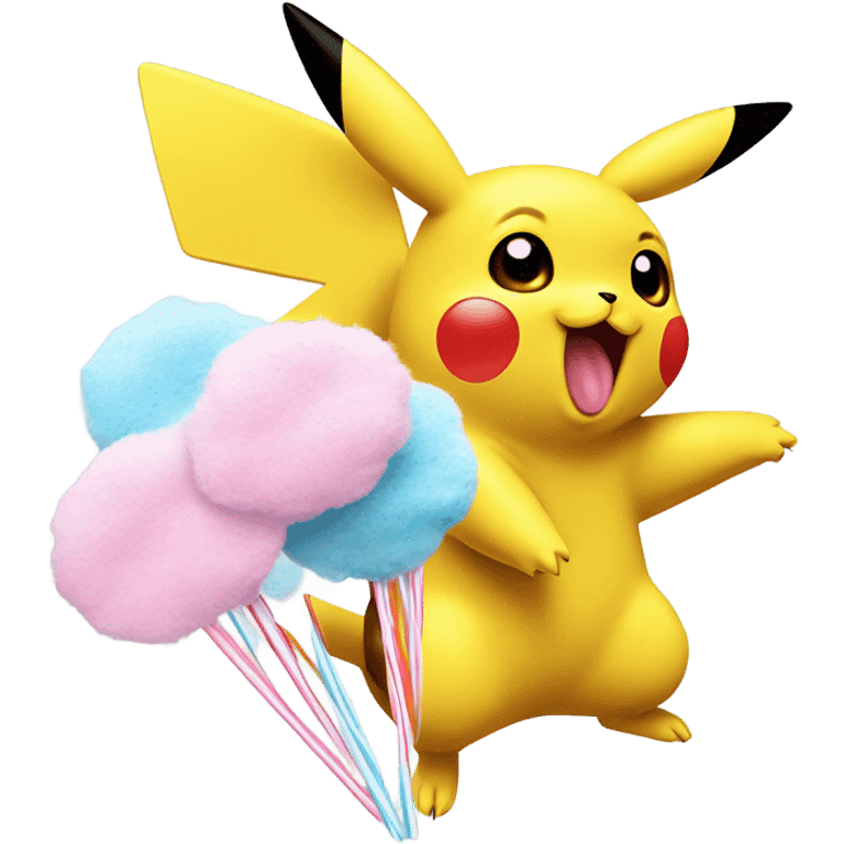 Pikachu eating a cotton candy emoji