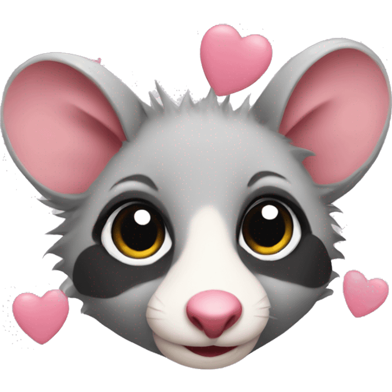 Possum with hearts emoji