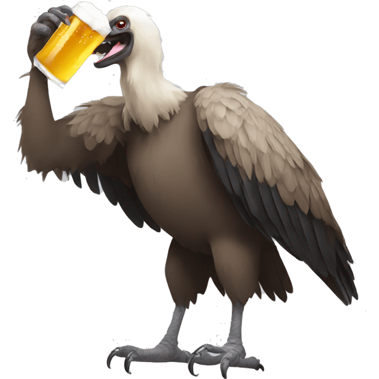 Vulture with beer emoji