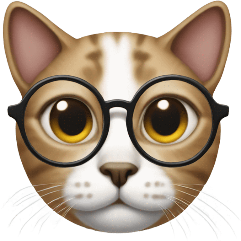 Cat with round glasses emoji