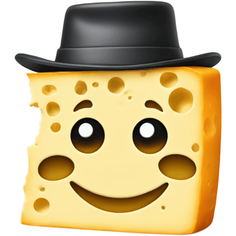 cheese with a hat and smiley face emoji