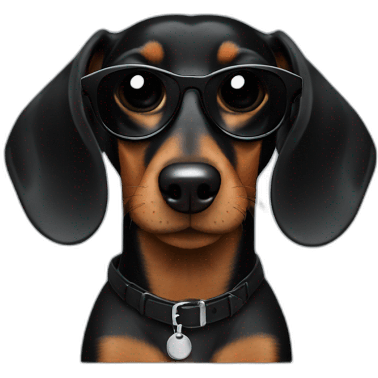 black dachshund in sunglasses close-up emoji