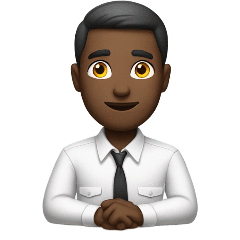 man on desk wearing white button down shirt front view emoji