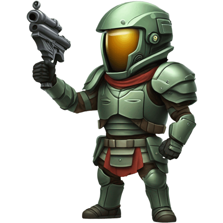 Martian military Overlord with rifle, full body emoji