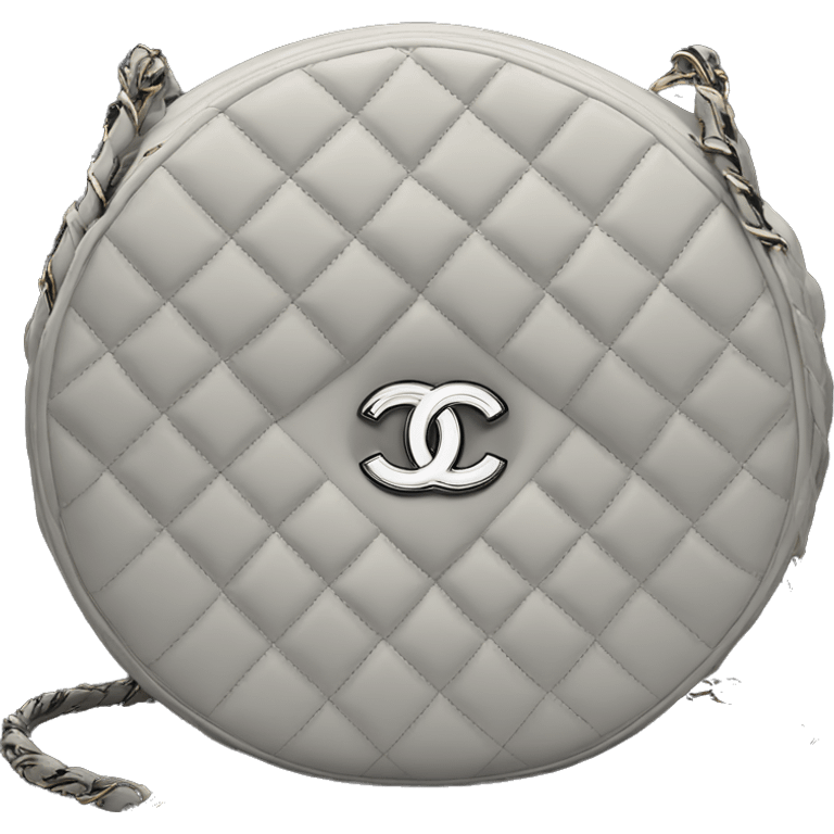 Round black only Chanel bag with top handle chanel logo top middle emoji