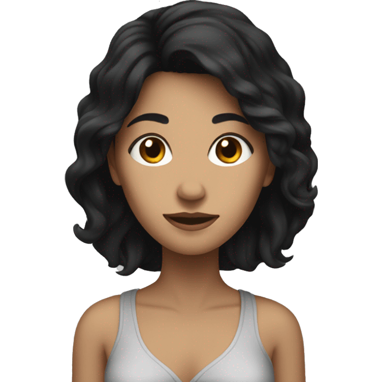 white women with black hair. She is barefoot emoji