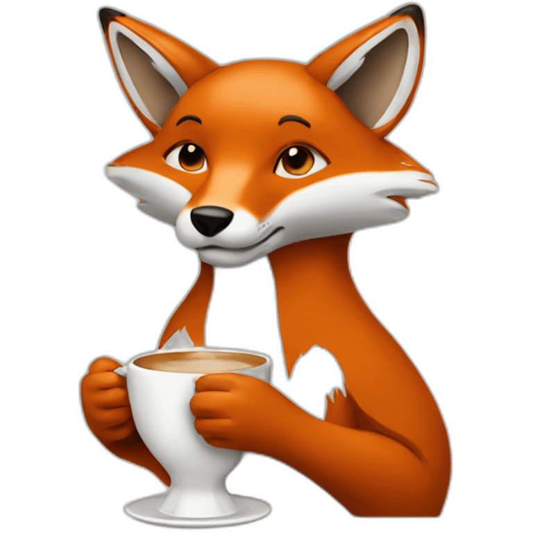 fox drinking a cup of coffee emoji