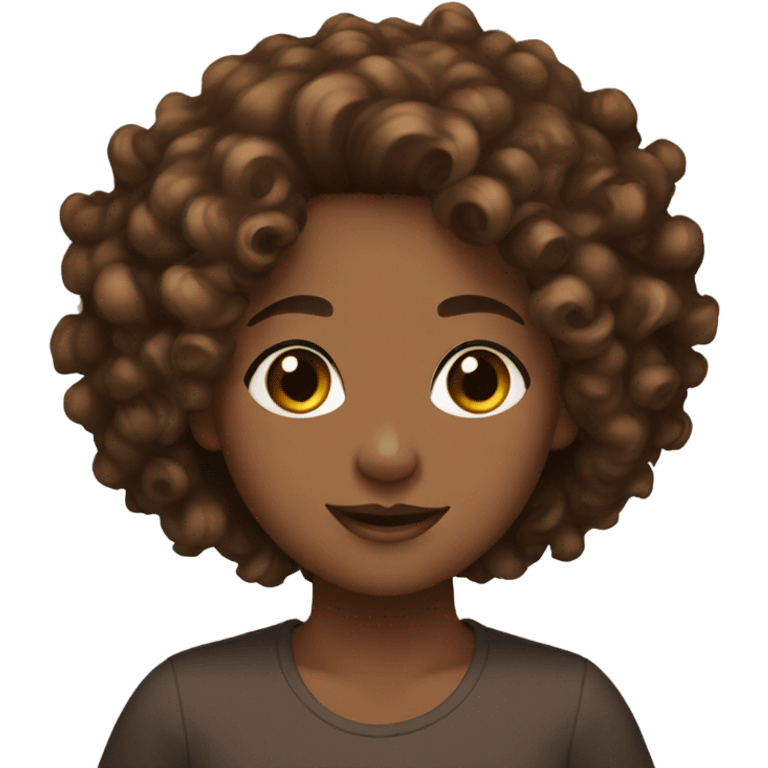 girl brown skin curly hair brown emoji