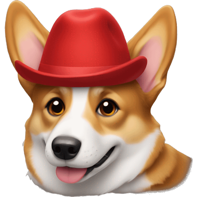 a corgi dog using red hat emoji