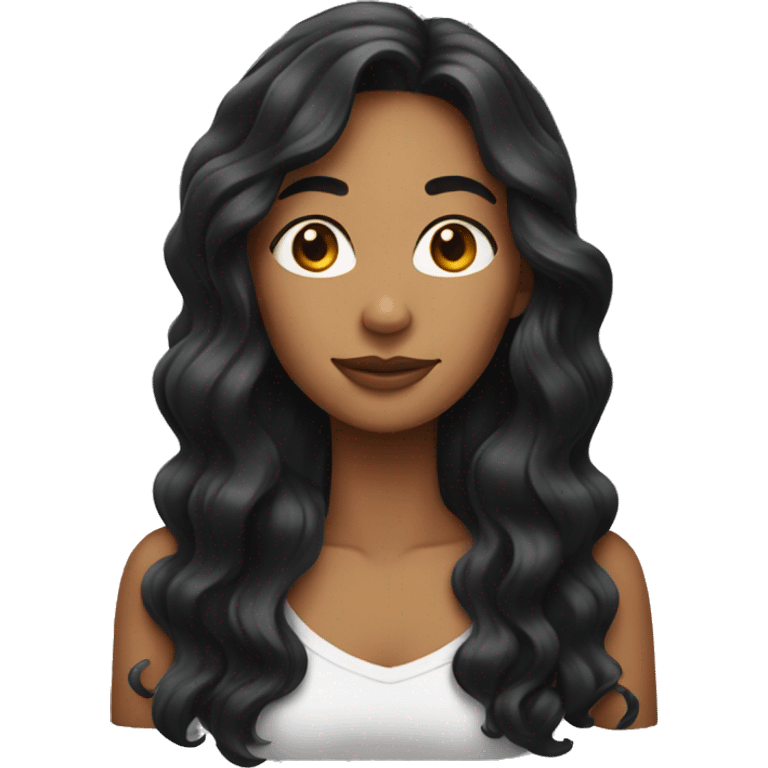 woman with really wavy long black hair emoji