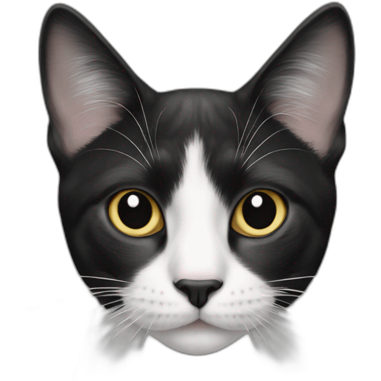 Black and white cat with black dot above nose emoji