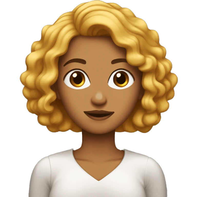 mulher cabelo caramelo cacheado emoji