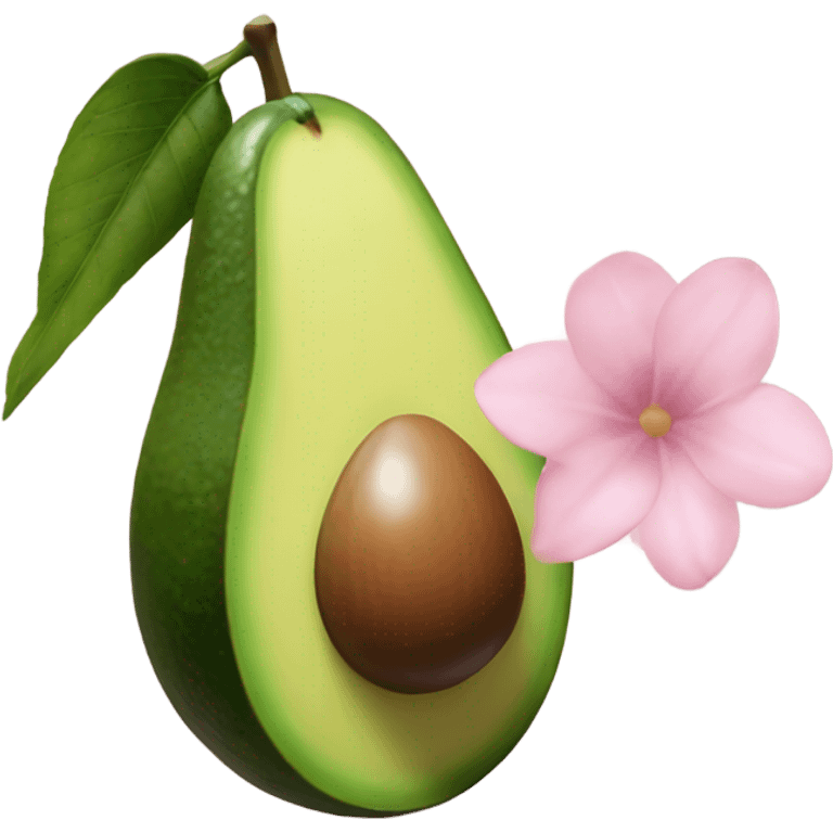 Realistic avacado with pale pink flower emoji