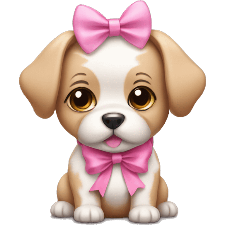 Cute dog wearing a pink bow  emoji