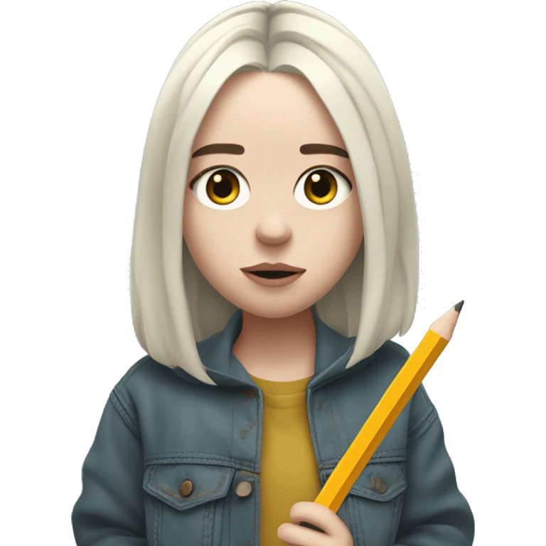 Billie Eilish holding a Pencil  emoji