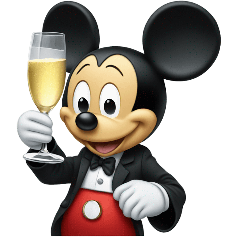 Mickey Mouse with champagne glass emoji