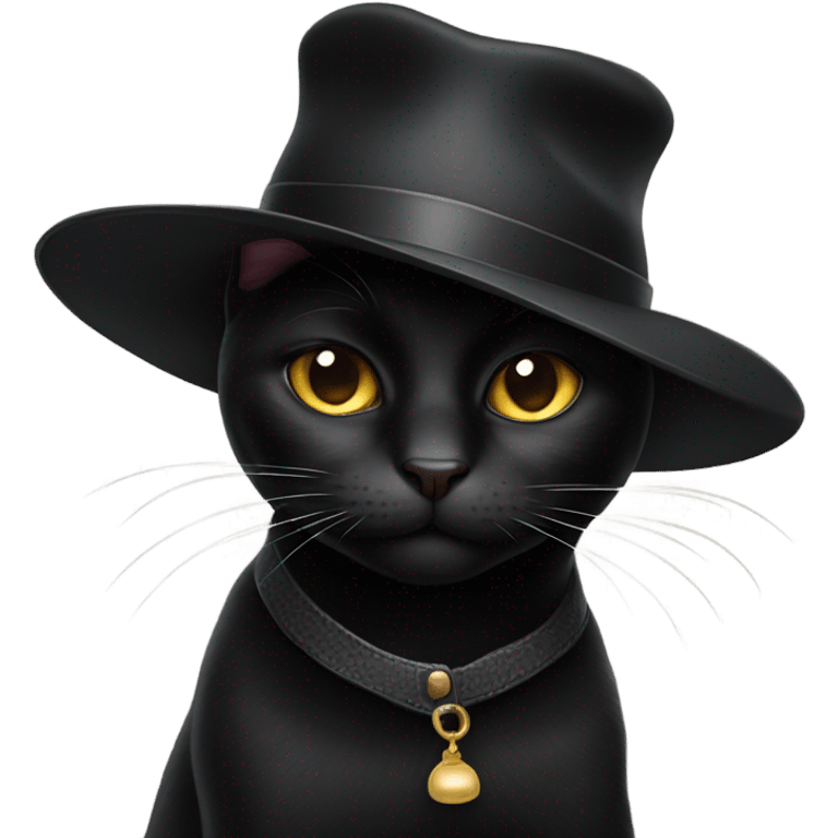 Black cat with a hat  emoji