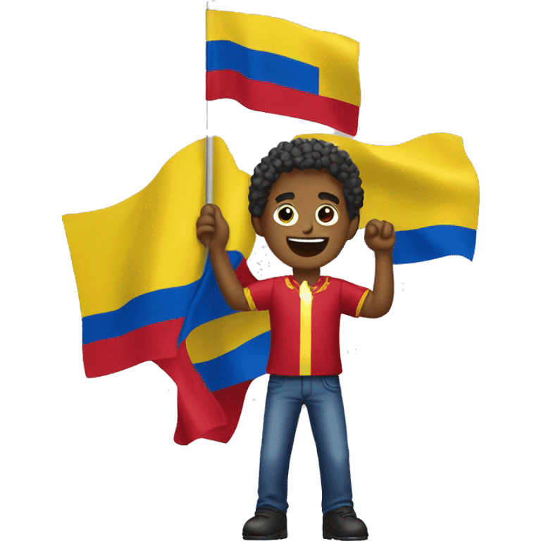 Persona celebrando con la bandera de colombia emoji