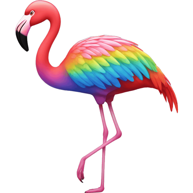 Rainbow flamingo emoji