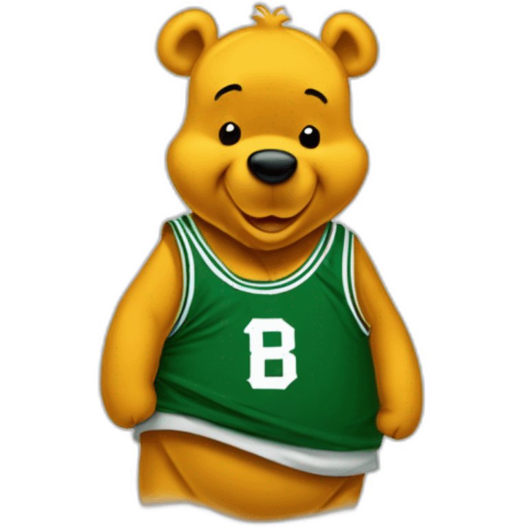 Winnie-the-Pooh wearing boston celtics jerssey emoji