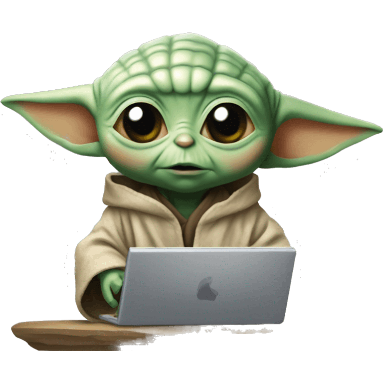 BABY YODA USING THE COMPUTER emoji