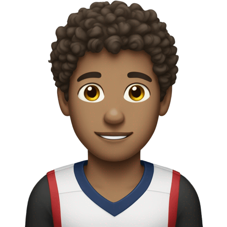 athletic brunette curly haired son emoji