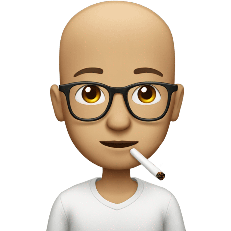 bald boy with glasses smoking emoji