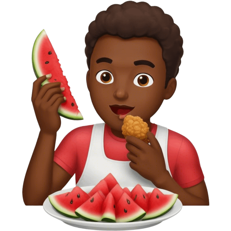 Black guy eating fried chicken and watermelon emoji