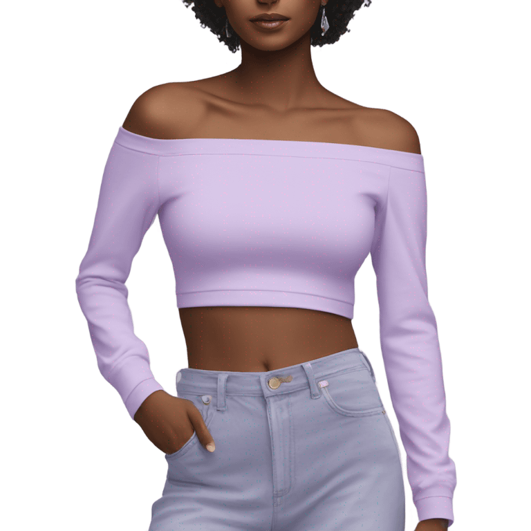 Lilac off shoulder Long sleeve croon top, isolated emoji