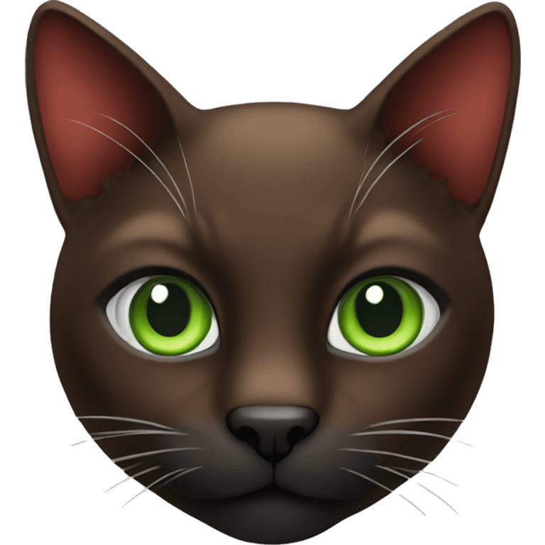 red, black, brown cat with green eyes emoji