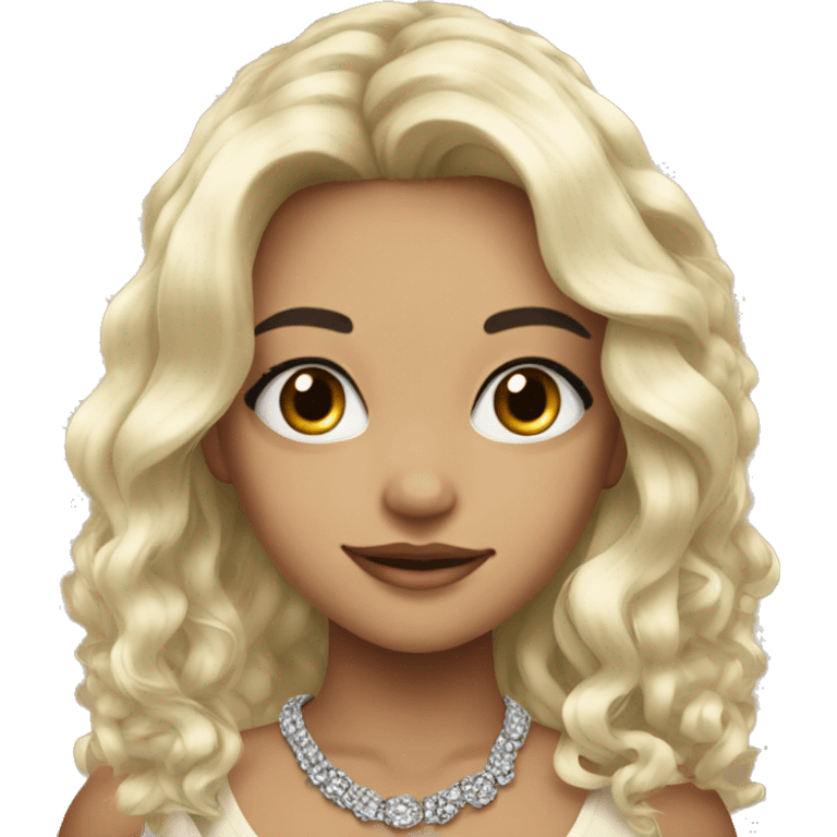 beautiful girl with necklace black hair with blond tips emoji