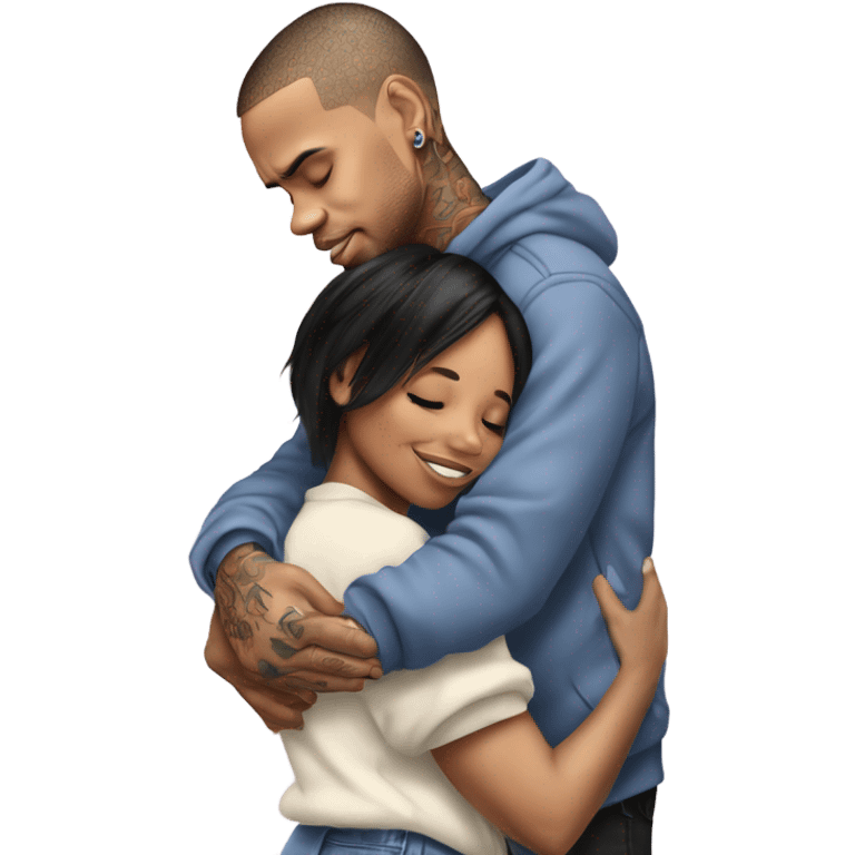 Hyper Realistic Chris Brown hugging Karruche Tran emoji