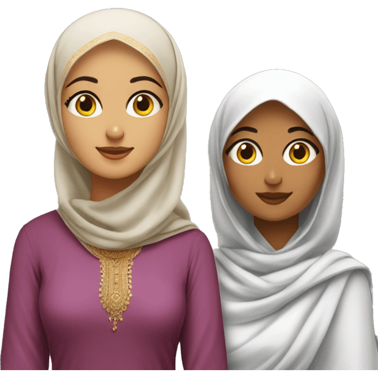 One young hijab women and one desi young women in saree emoji