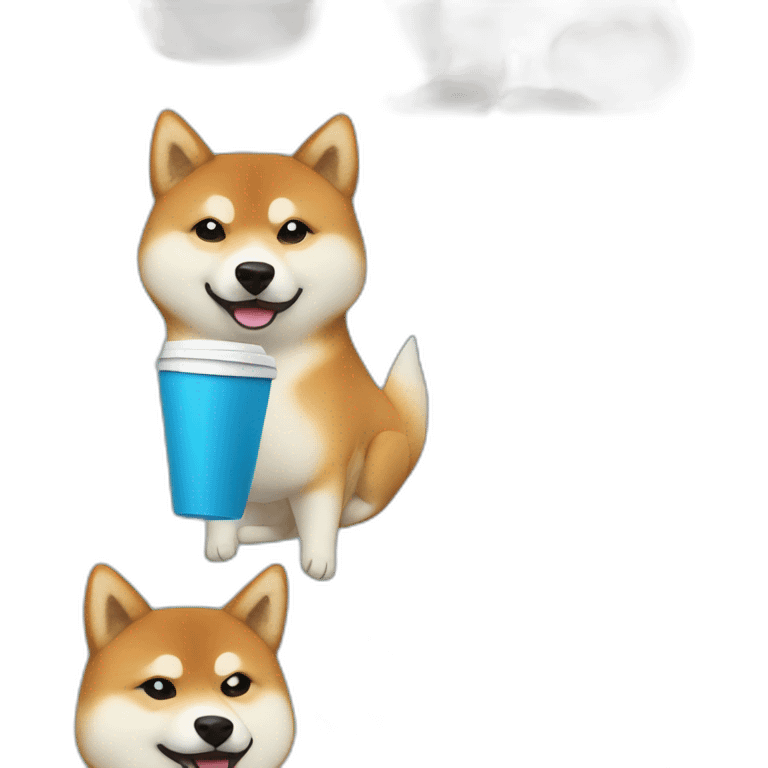 Shiba Inu with a blue bottle coffee and waffle emoji