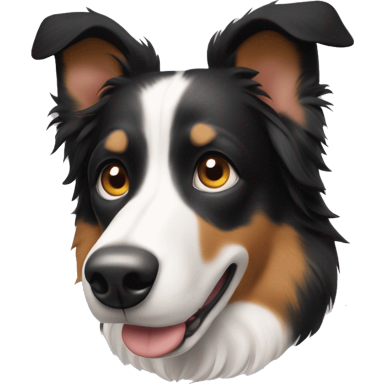 Border collie black and tan ears up emoji