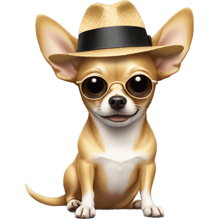 Chihuahua with a hat and sunglasses emoji