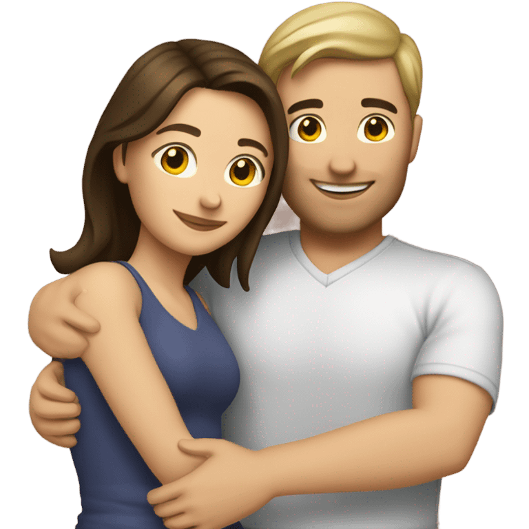 caucasian brunette couple hugging emoji