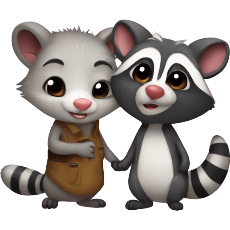 Opossum and raccoon in love  emoji