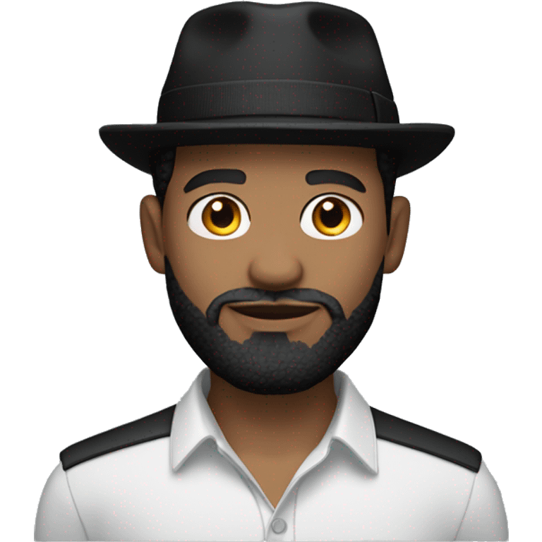 guy with black Hugo boss shirt black beard black hat and light skin  emoji