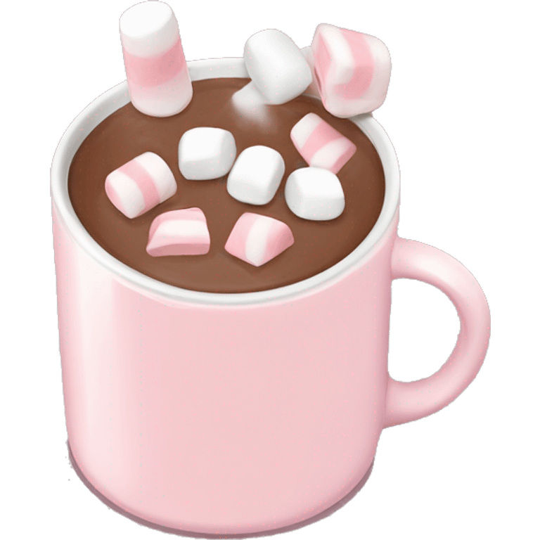 Light Pink mug of hot chocolate with marshmallows  emoji