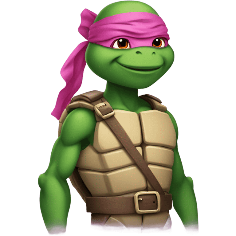 Raphael from teenage mutant ninja turtles wearing a pink tut emoji